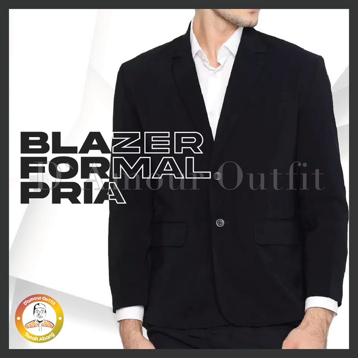 Jas Blazer Formal Pria Kancing 2 Blazer Kantor Pria Bahan Gabardine