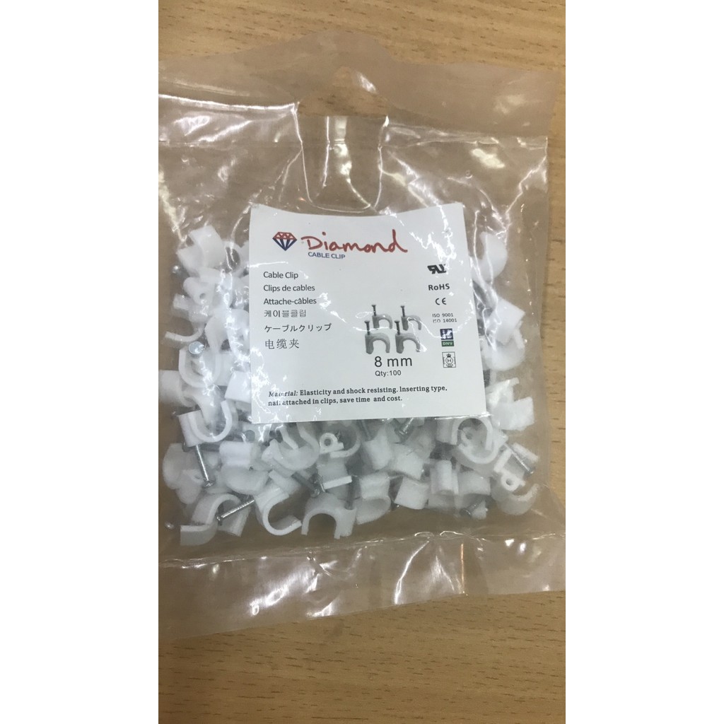 Klem Kabel 8mm Putih / Kabel Klem / Paku Klem beton 8mm/ Cable Clip 8m