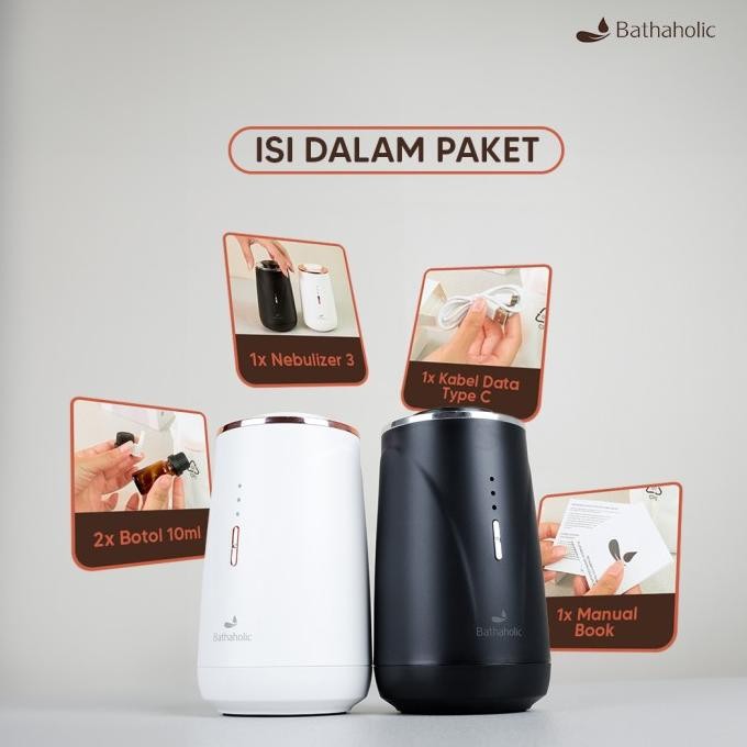 Bathaholic - Diffuser Nebulizer 3 Waterless Portable Aromatherapy - Kapasitas 10ml Aromatherapy Esse