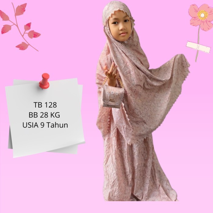 Muslim-Mukena Travel Anak Tanggung Parasut-Mukena Anak Parasut Korea- Mukena Mukena Parasut 2In1