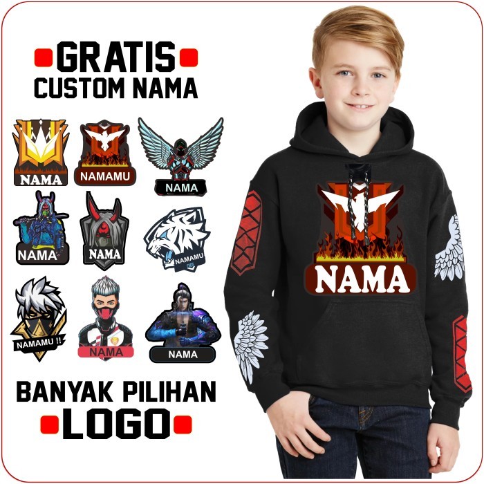 JAKET FREE FIRE HEROIC ANGEL HOODIE GAMING FF ANAK