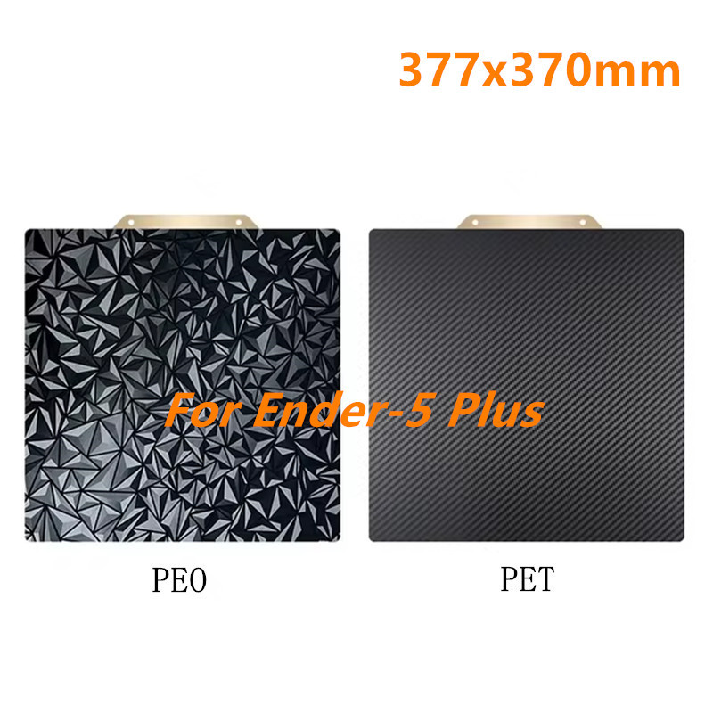 HRN Ender-5 Plus Upgrade PEO PET Sheet 377x370mm Flexible Build Plate Double Sided PEI Spring Steel 