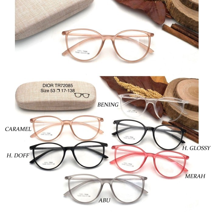 Frame Kacamata 72085 Lentur Ringan Pria Wanita Minus Baca TR90 Bulat