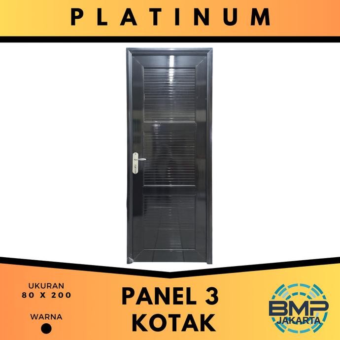 Pintu Pvc Kamar Mandi 80X200 Pintu Toilet Wc 80 X 200 Indoor Panel 3 Kotak Platinum Vjstore12