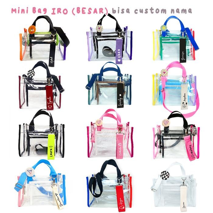 Pvc Minibag Iro (Besar) / Sling Bag ( Bisa Custom Nama ) / Tas Selempang Transparan / Tas Wanita /