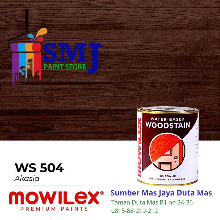 Cat Woodstain Kayu MOWILEX Water Based 504 Warna Akasia 1L Promo