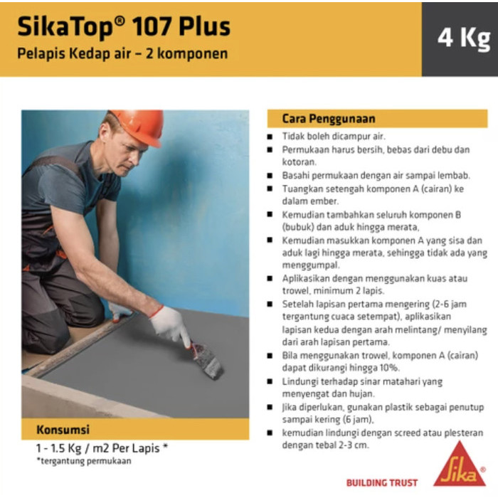 [GRAB/GOSEND] SikaTop Seal 107 AB PLUS Pelapis Anti Bocor 4KG Terbaru