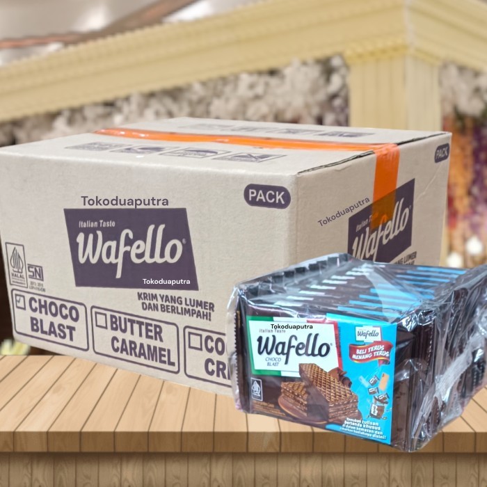 

Barang Terlaris Wafello Wafer Coklat 43 Gr X 60 Pcs ( 1 Karton ) Packing Aman
