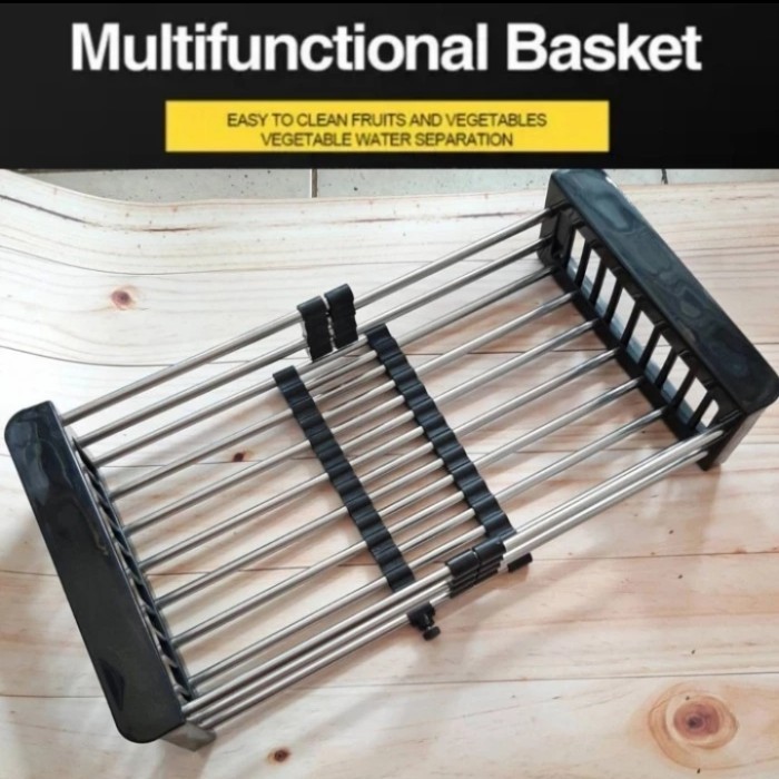 KERANJANG TIRISAN SINK/KERANJANG BAK CUCI PIRING/BASKET SINK/TIRISAN TARIK HITAM