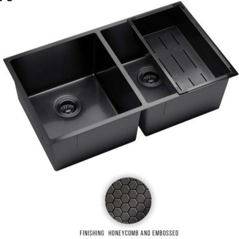 Kitchen Sink Lavenia LS 2282 NNBK Honeycomb Embossed / Kitchen Sink Stainless 304 Lavenia / Bak Cuci