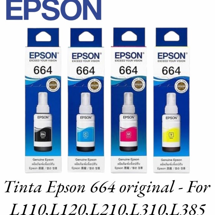 1SET TINTA EPSON 664 ORIGINAL FOR PRINTER L100/L120/L200/200/L220/310
