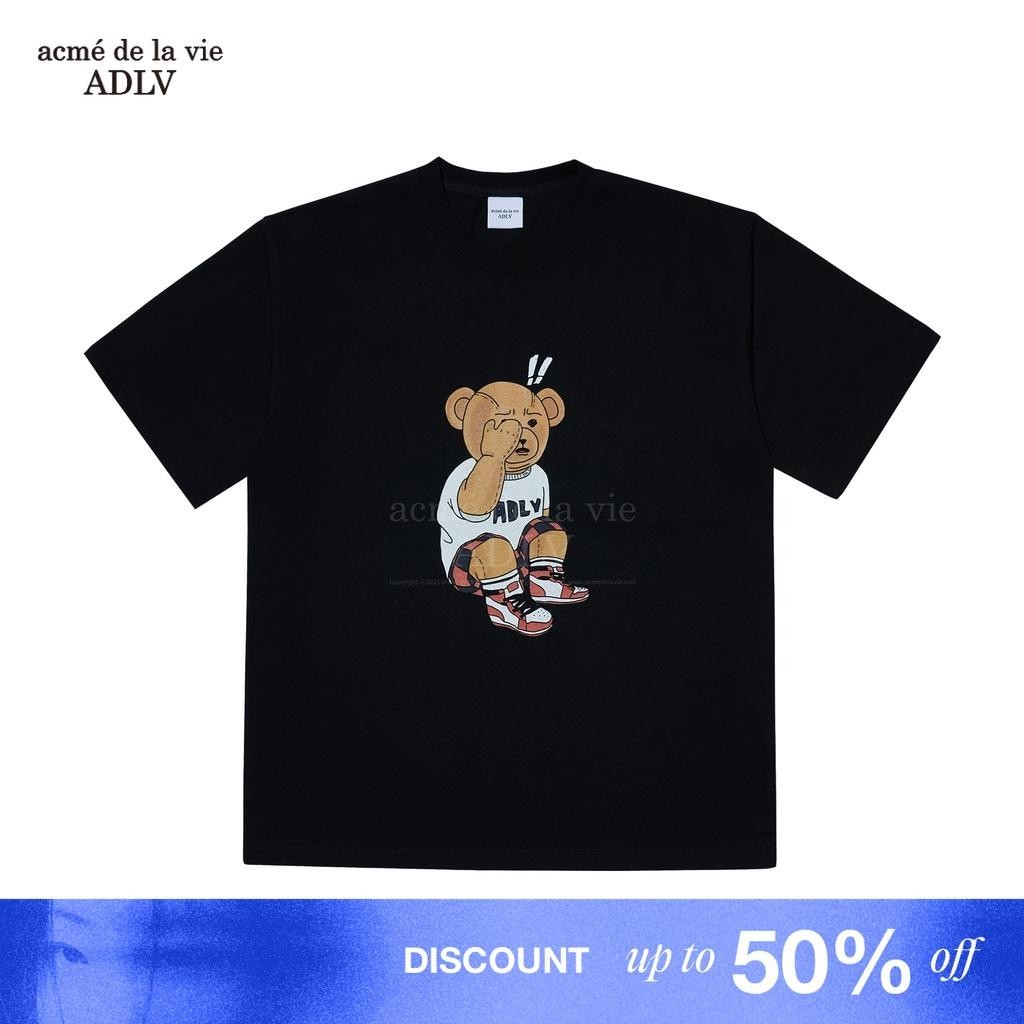 [ADLV] Check Pants Bear Short Sleeve T-Shirt Black - Kaos Oversized Fit Unisex acme de la vie