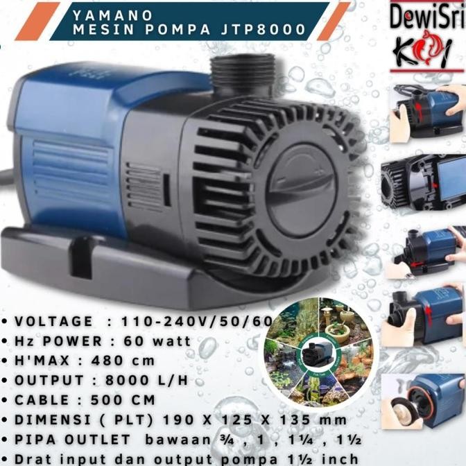 SUNSUN JTP8000 JTP 8000 liter per jam Pompa Celup Filter Kolam Ikan