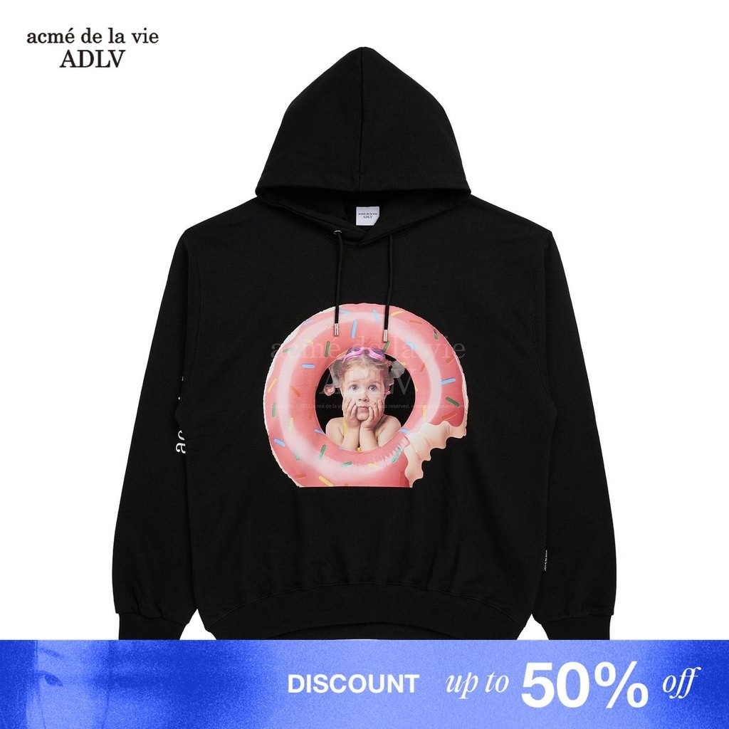 [ADLV] Baby Face Donuts Tube Girl Hoodie Black - Hoodie Oversized Fit Unisex acme de la vie