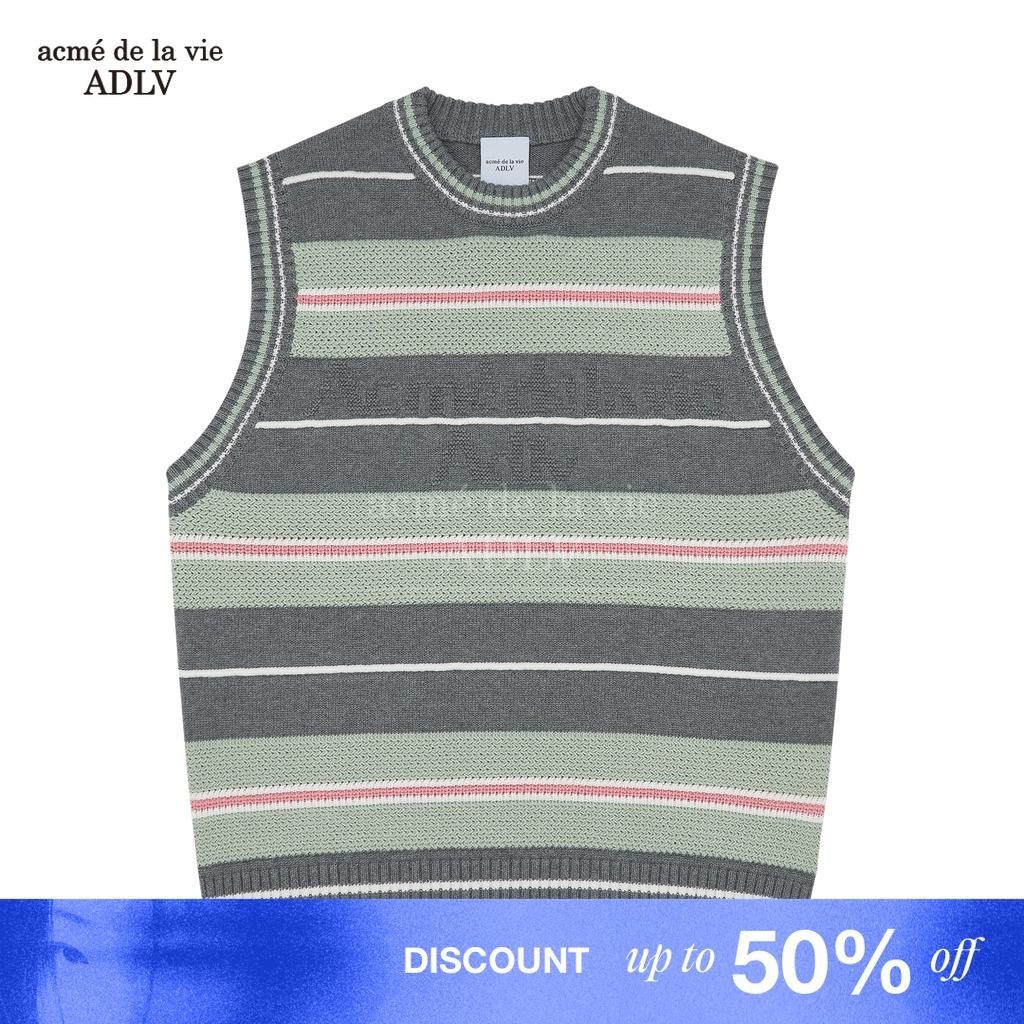 [ADLV] Embossing Logo Knitting Knit Vest Grey - Baju Rajut Standard Fit Unisex acme de la vie