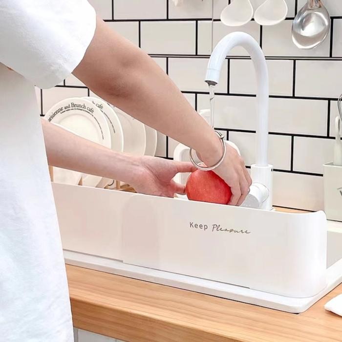 Adjustable Kitchen Sink Sponge Rack Water Fender / Pelindung Wastafel Penahan Cipratan Air Serbaguna