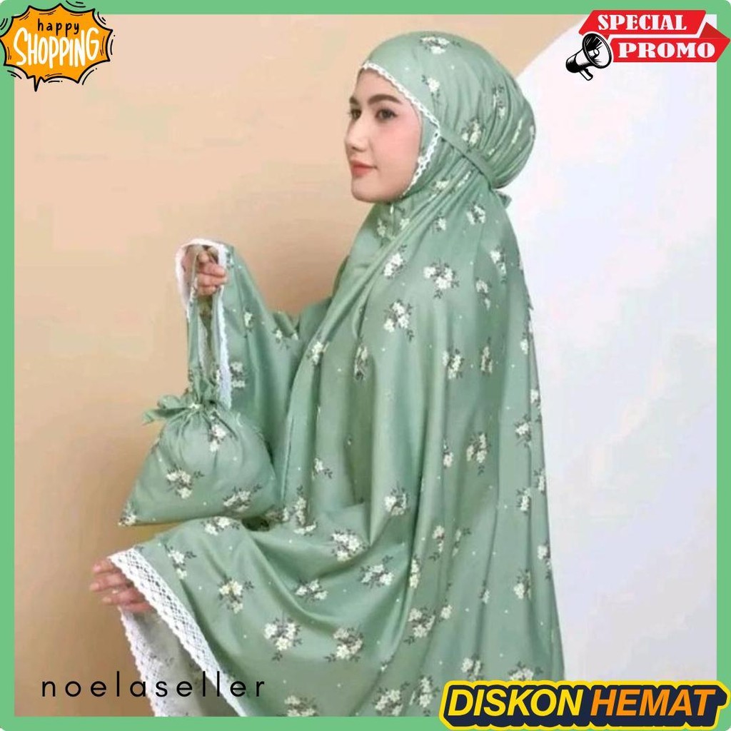 Mukena Dewasa Katun Motif Premium | Mukena Travel 2In1 Motif Bunga Printing Terbaru Mr1