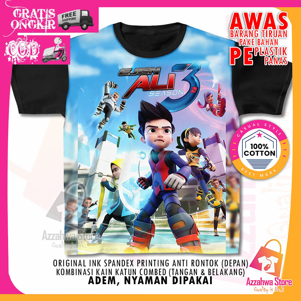 Kaos Anak Anime 3D Baju Anak Ejen Ali Sublim 29 Pakaian Anak Umr 1-12 Thn - Azzahwa Store