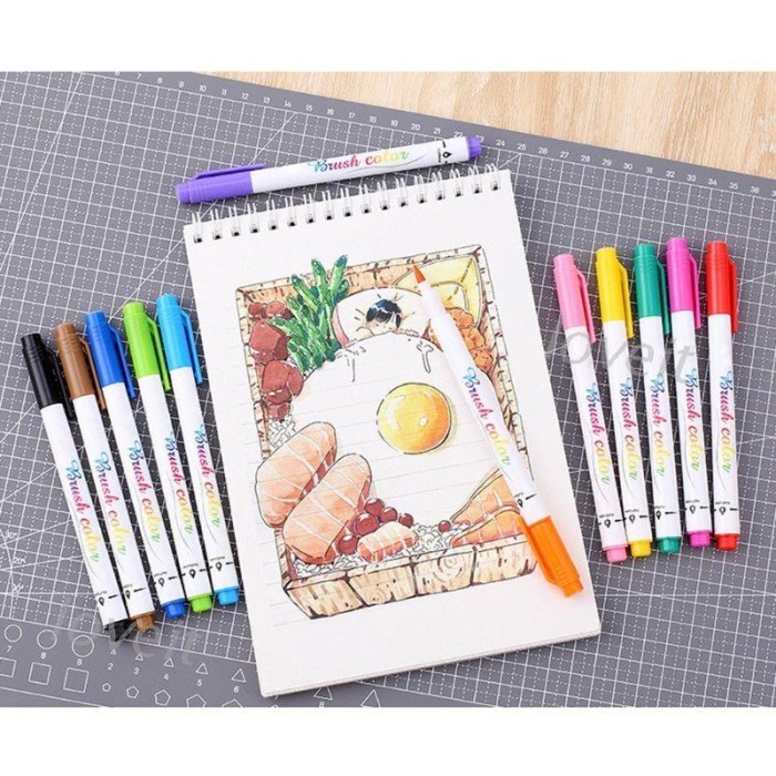 

TERBARU Spidol Kuas Kaligrafi 12 Warna Fluorescent Ukuran Besar