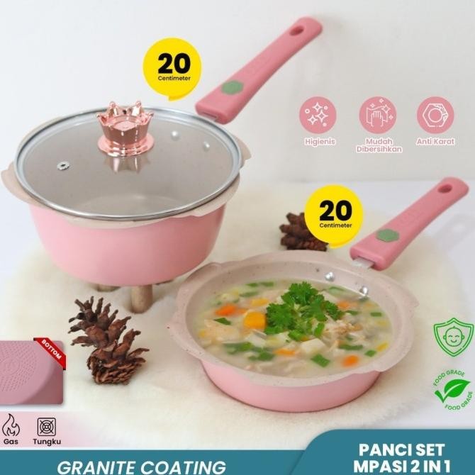 ORIGINAL PANCI MPASI SET BAYI 4PC BONUS KUKUSAN COATING GRANIT KERAMIK