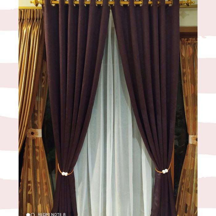 Ready Tirai Gorden nimalis Blackout Motif Embos Timbul - Merah Hati