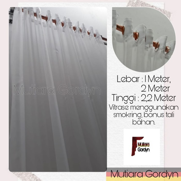 Vitrase Dalaman Gorden Hordeng Murah nimalis Polos Putih Smokring