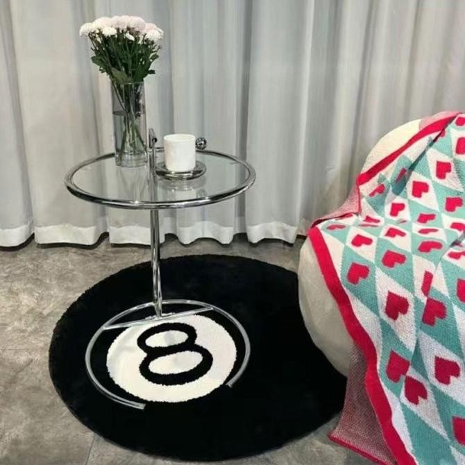 Terlaris Karpet Lantai Bulu Bulat Motif Bola Billiard Nomor 8 Ruang Tamu Tidur Ready Stok