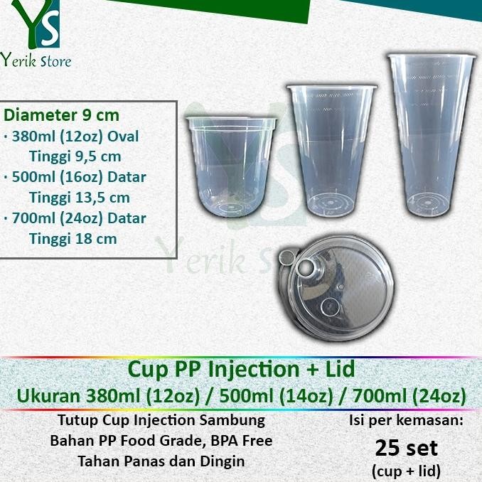 

best produk] Cup PP Injection 12oz 16oz 24oz Tutup Sambung THINWALL CUP TEBAL 380ML 400ML 700ML