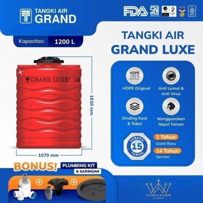 *****] Tandon Tangki Air GRAND Luxe Oren 1200 liter
