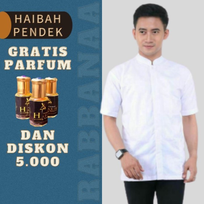 BEST/ BAJU KOKO HABAIB PUTIH POLOS LENGAN PENDEK