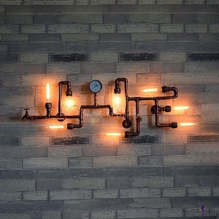 lampu dinding pipa industrial / industrial wall pipe lamp 3