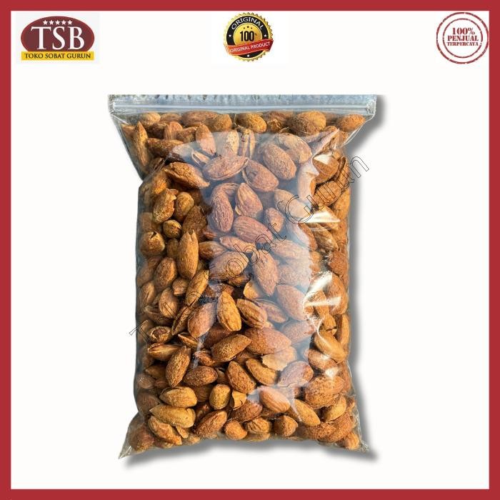 

Kacang Almond Cangkang Kulit Panggang 1kg Roasted Rasa Susu Matang Siap Makan