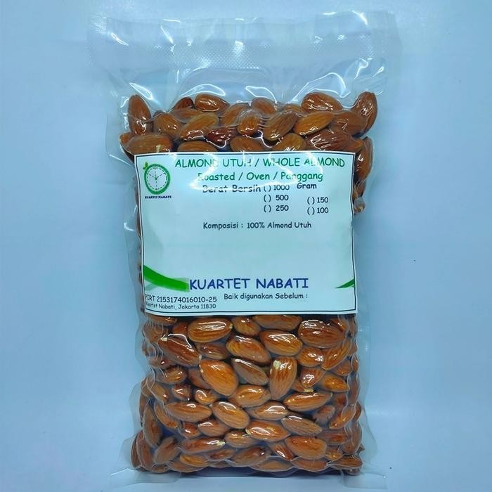 

1000gr Roasted Almond Premium - Utuh VAKUM - Size Besar 27-30 - Oven - Matang