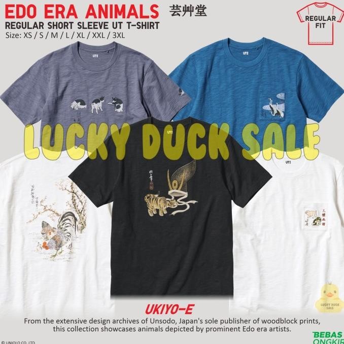 Edo Era Animals Kaos Regular Ukiyo-e Lukisan Hewan UT Shirt UNIQLO