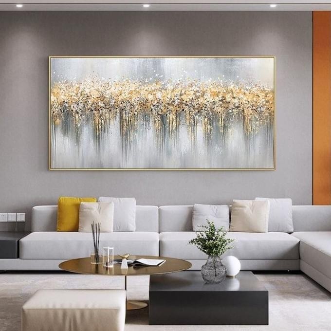 LUKISAN ABSTRAK BESAR DINDING RUANG TAMU 135x85 cm FRAME