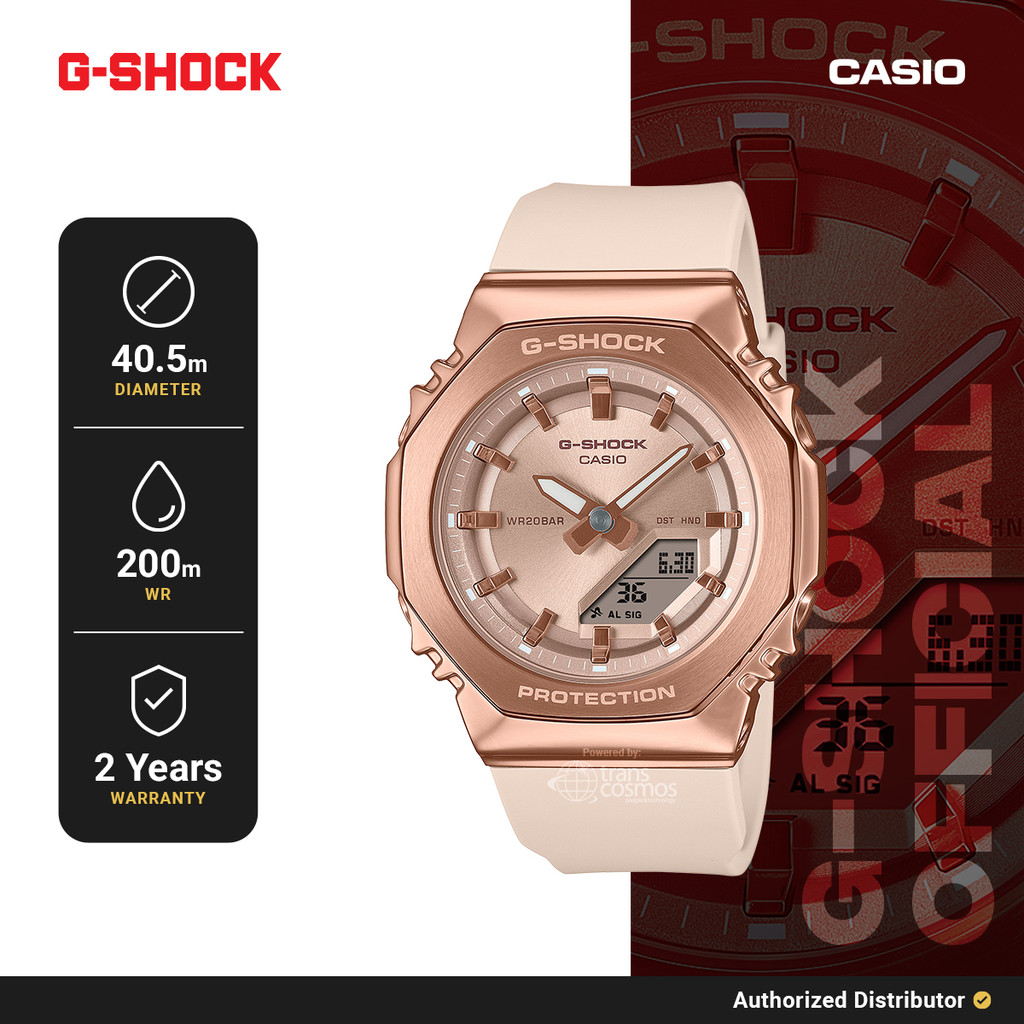 Jam Tangan Wanita G-Shock GM-S2110PG-4ADR Original Analog Digital Pink Beige