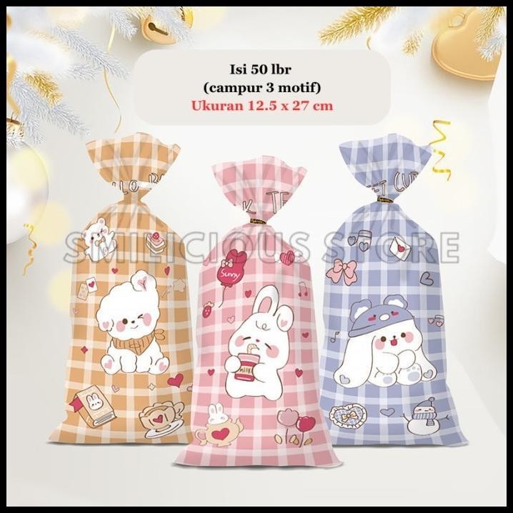 Isi 50 lembar Plastik Bingkisan Ultah Snack Ulang Tahun Karakter Lucu Plastik Snack Anak Cowok Cewek