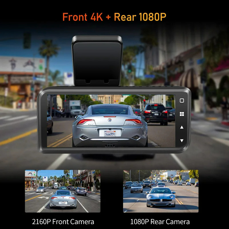 Dash Cam WiFi 4K 2160P Ultra HD Night Vision TRIPLEDI Kamera Dashboard Mobil 4 inch M12 Camera Video