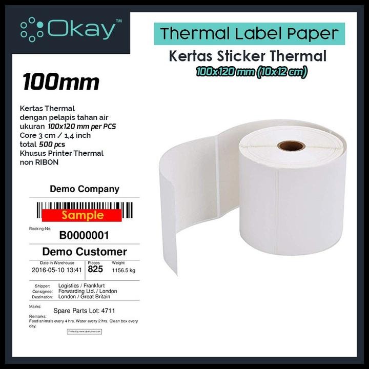 

Terlaris Kertas Thermal Label 100X120 Mm Sticker Label Isi 500 Pcs Good Quality