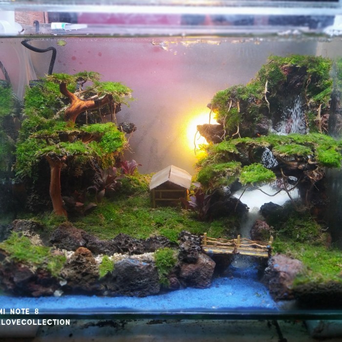 HEMAT aquarium aquascape 40cm waterfall fullset murah