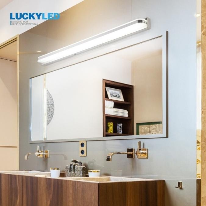 Lampu Cermin LED Kamar Mandi Dinding Tempel Panjang Stainless Steel
