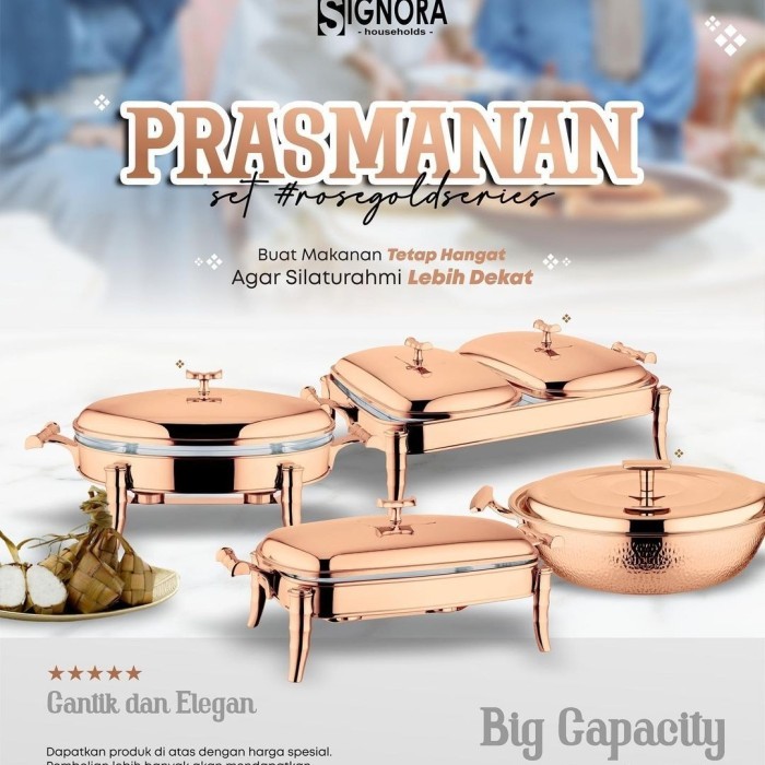 Prasmanan set Signora Penghangat makanan Chafing Dish Rose Gold