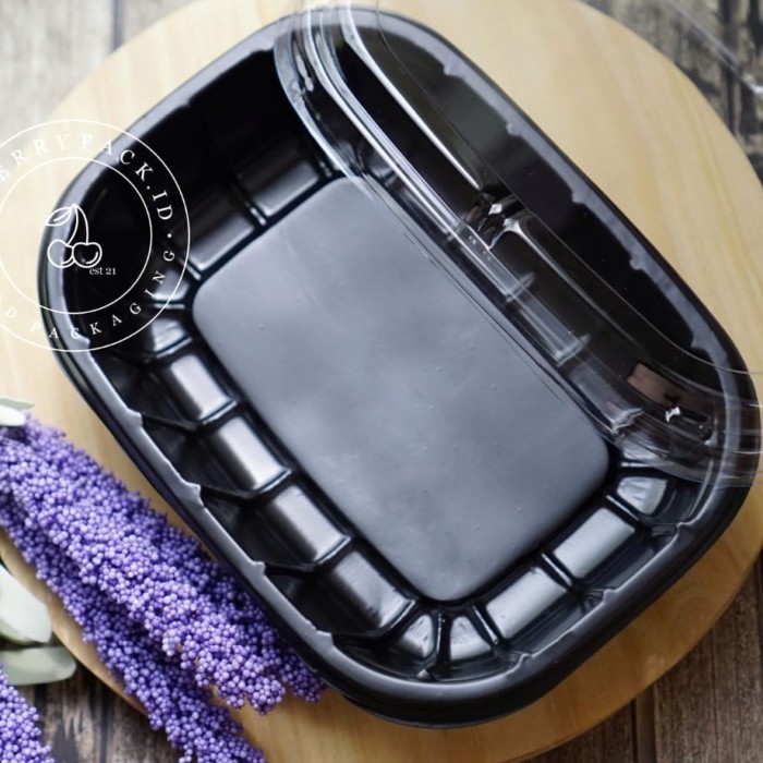 Tray Black/Mika Hitam/Wadah Makanan Kue Bento Plastik