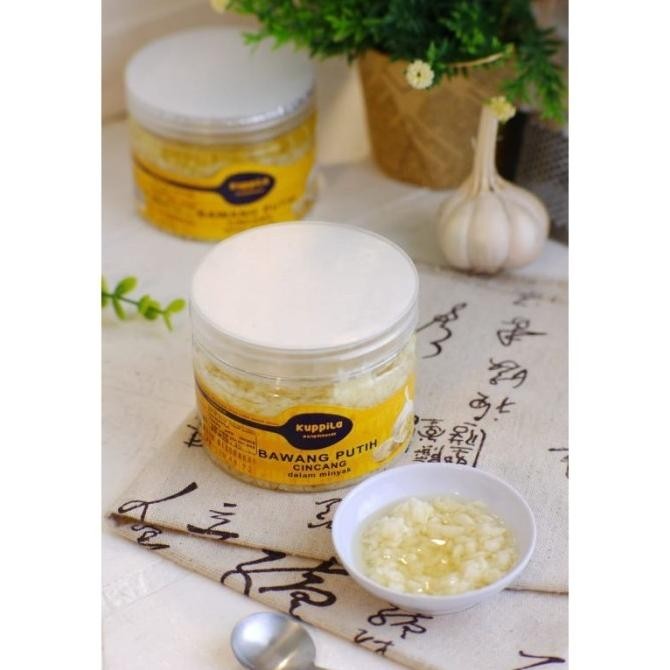 

KUPPILA BAWANG PUTIH CINCANG DALAM MINYAK 200 GR BENTUK JAR TOPLES ORIGINAL