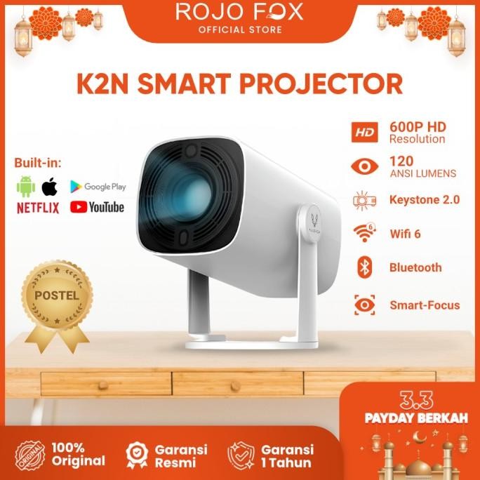 ROJO FOX Mini Proyektor Portable HP K2N Android 720P HD TV Infocus LED Smart Electronic Focus Projec