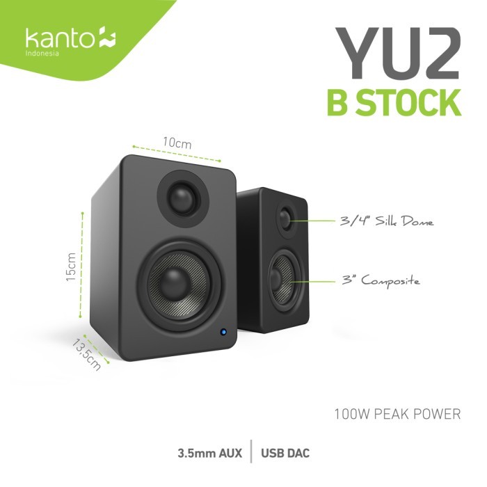 NEW [B-Stock] Kanto YU2 YU 2 - Powered Bookshelf Speaker w/ Phono Pre-amp