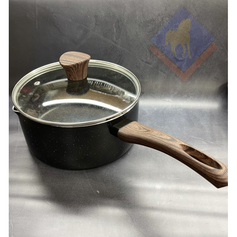 Sauce Pan Panci Susu Medical Stone Anti Lengket Non Stick Hitam - 20Cm