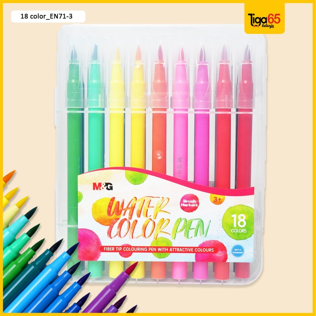 

Yds 365 M&G Water Color Pen Brush Marker Colors / Spidol Warna / Water Color Pena 18C Acp901Cg