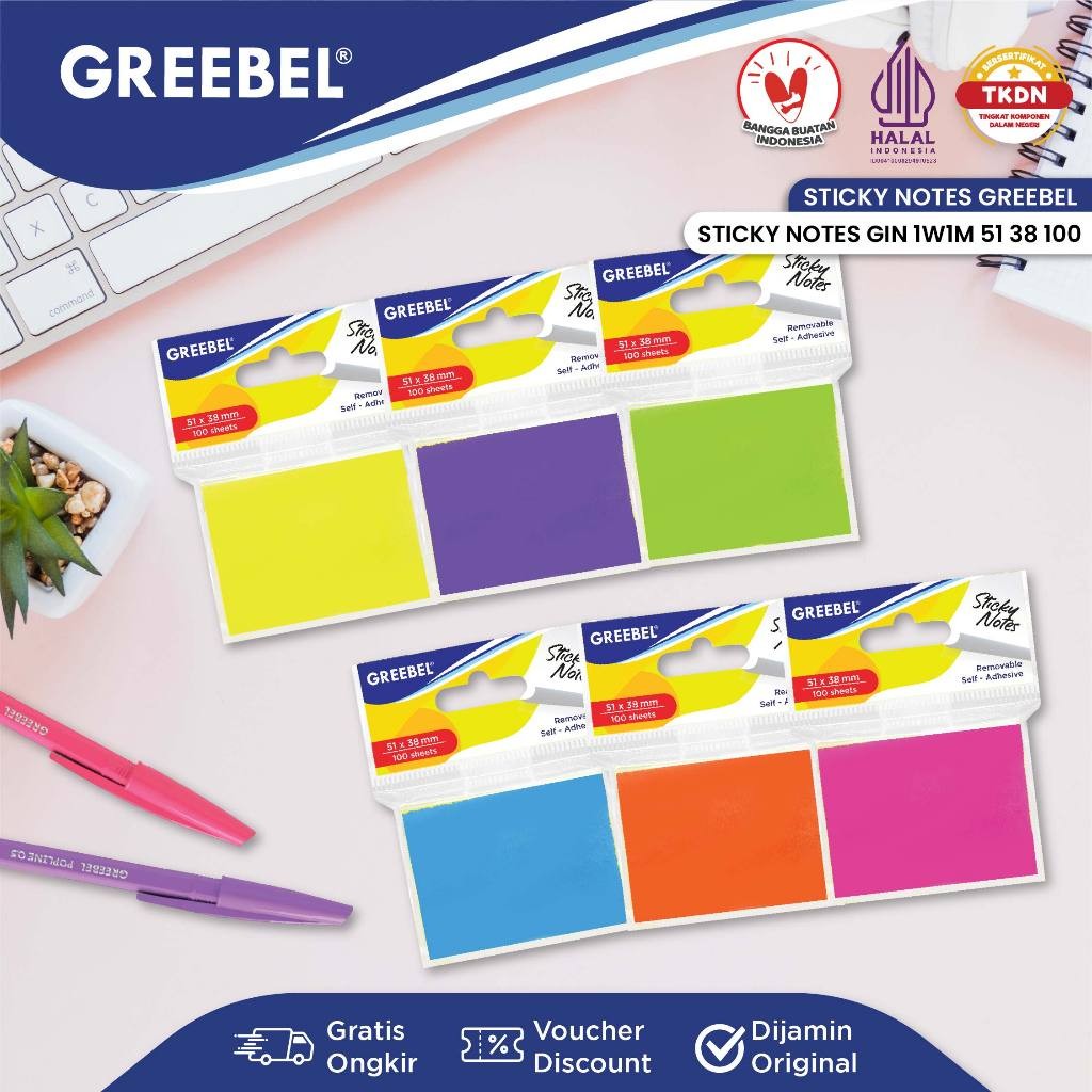 

GREEBEL Memo Tempel Sticky Notes Berbentuk Lucu/GREEBEL Sticky Note 1W1M.51.38.100