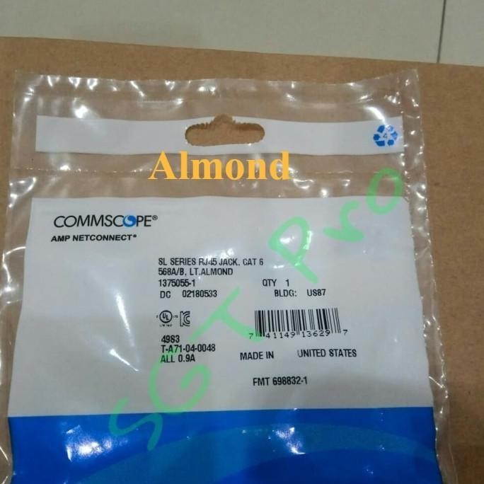 

Modular jack cat6 category 6 AMP TE Commscope Almond Berkualitas